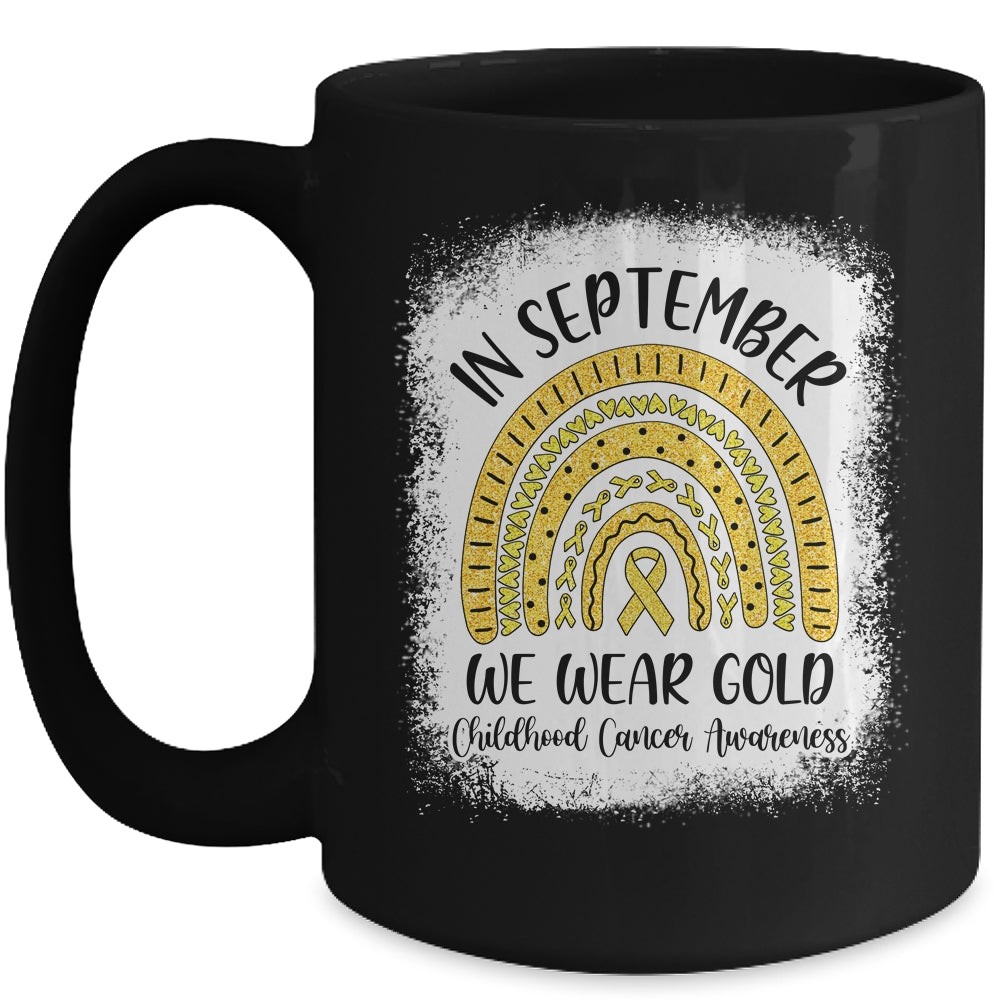 Rainbow In September We Wear Gold Childhood Cancer Awareness Mug Coffee Mug | Teecentury.com