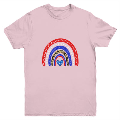 Rainbow Leopard American Flag 4th Of July Kids Boys Girls Youth Youth Shirt | Teecentury.com