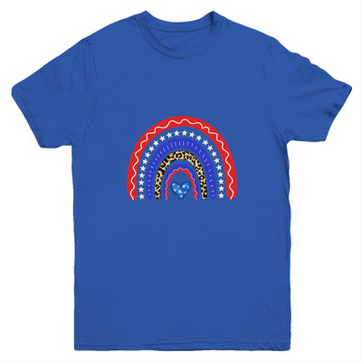 Rainbow Leopard American Flag 4th Of July Kids Boys Girls Youth Youth Shirt | Teecentury.com