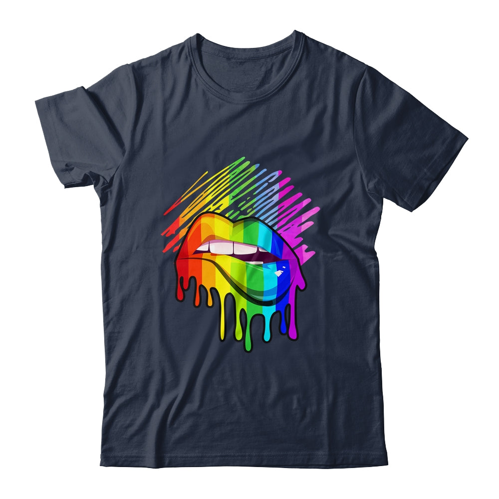 Rainbow Lips LGBTQ LGBT Pride Month Rainbow Flag Shirt & Tank Top | teecentury