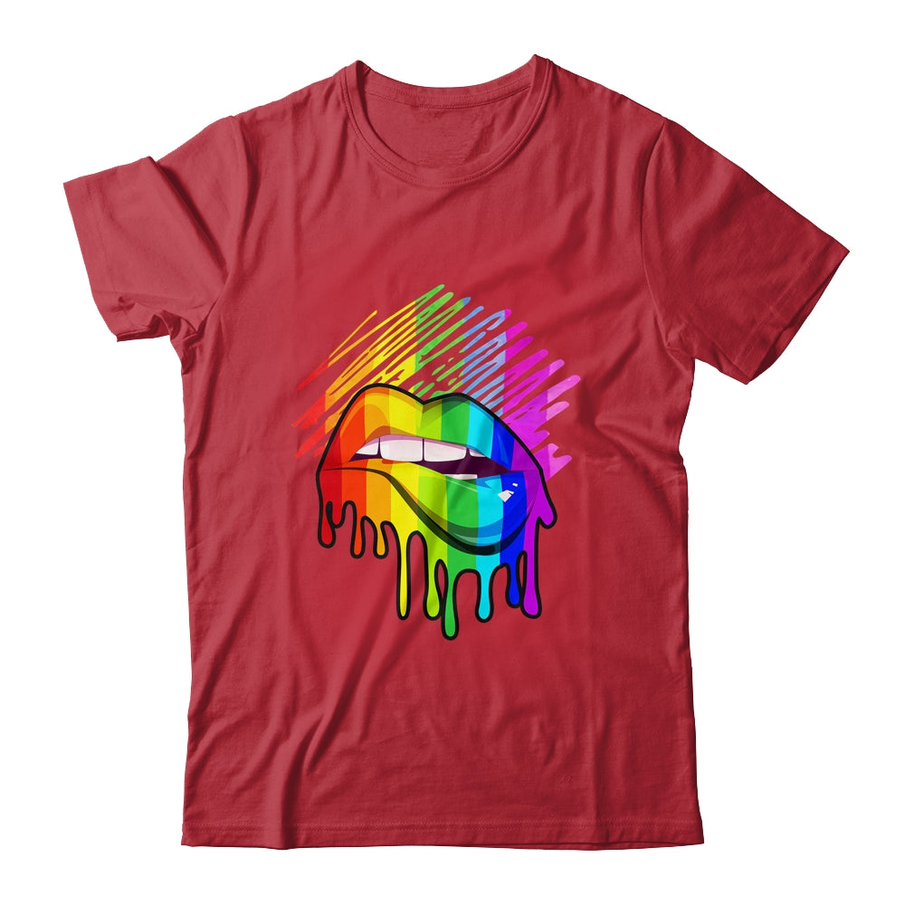 Rainbow Lips LGBTQ LGBT Pride Month Rainbow Flag Shirt & Tank Top | teecentury