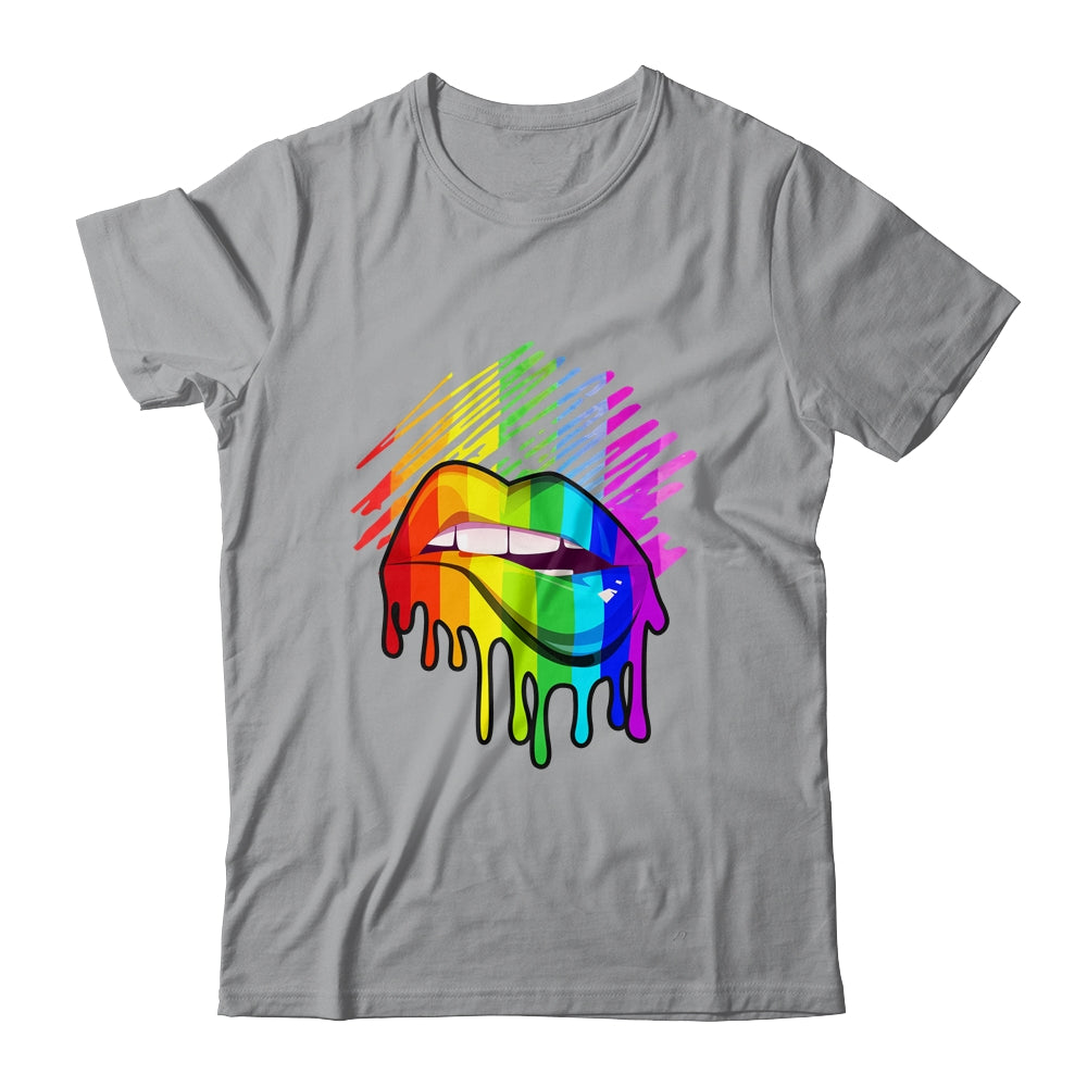 Rainbow Lips LGBTQ LGBT Pride Month Rainbow Flag Shirt & Tank Top | teecentury