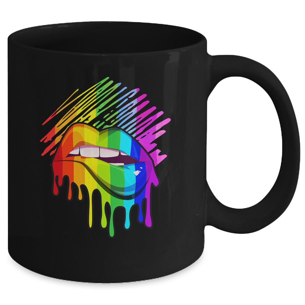 Rainbow Lips LGBTQ LGBT Pride Month Rainbow Flag Mug | teecentury