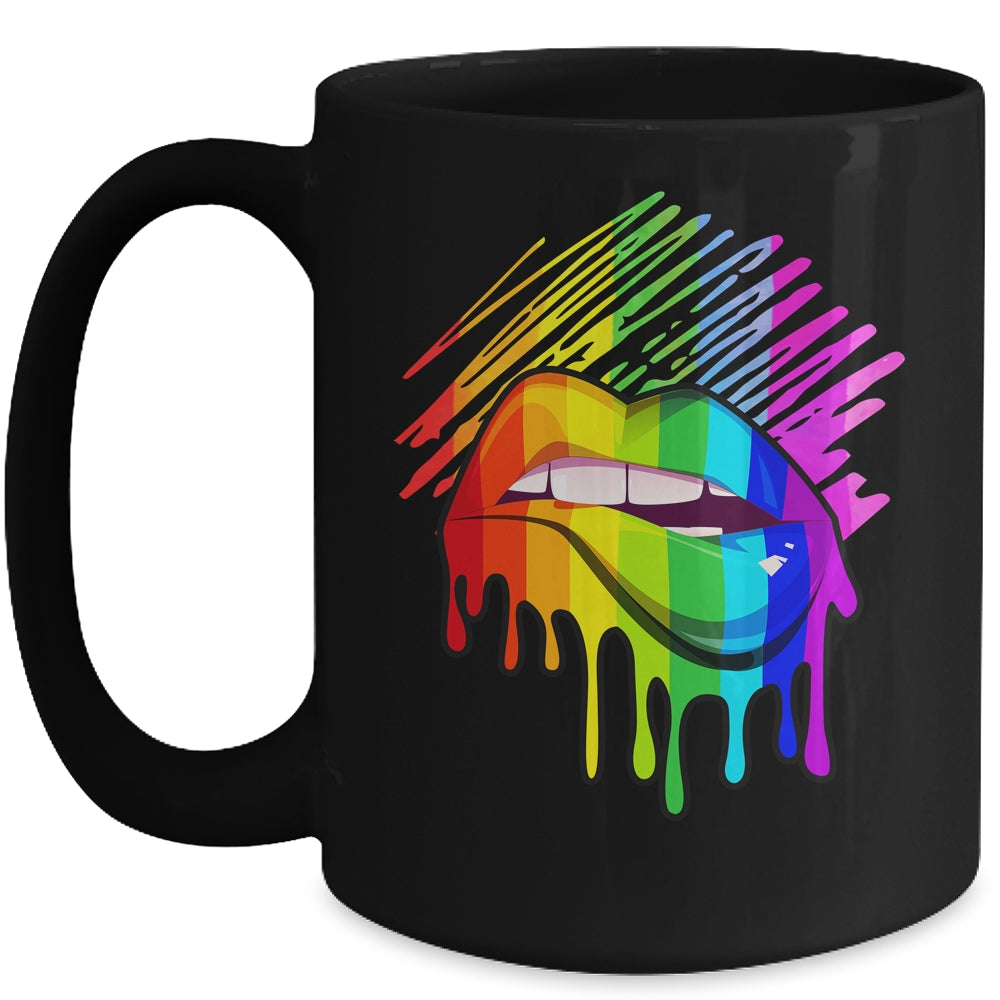 Rainbow Lips LGBTQ LGBT Pride Month Rainbow Flag Mug | teecentury