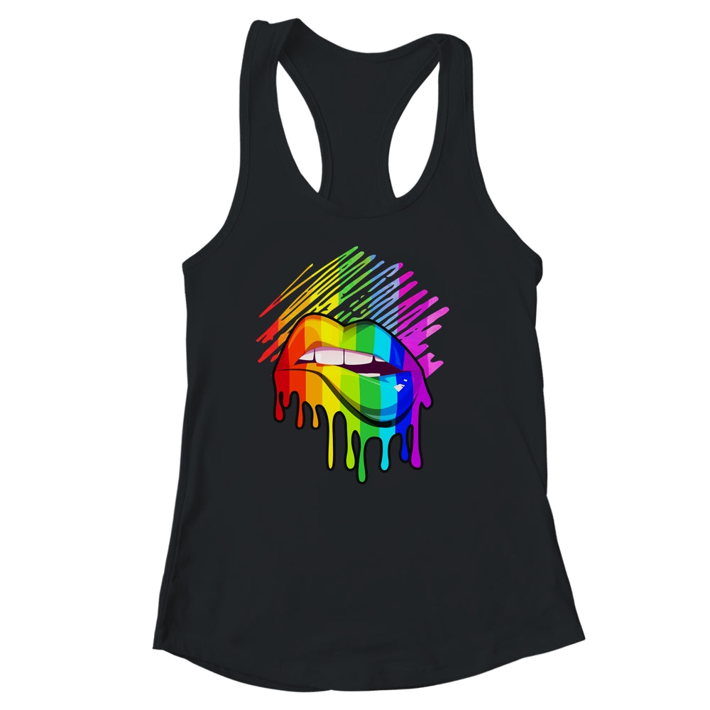 Rainbow Lips LGBTQ LGBT Pride Month Rainbow Flag Shirt & Tank Top | teecentury