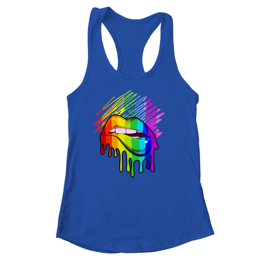 Rainbow Lips LGBTQ LGBT Pride Month Rainbow Flag Shirt & Tank Top | teecentury