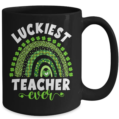 Rainbow Luckiest Teacher Ever Funny St Patricks Day Mug Coffee Mug | Teecentury.com