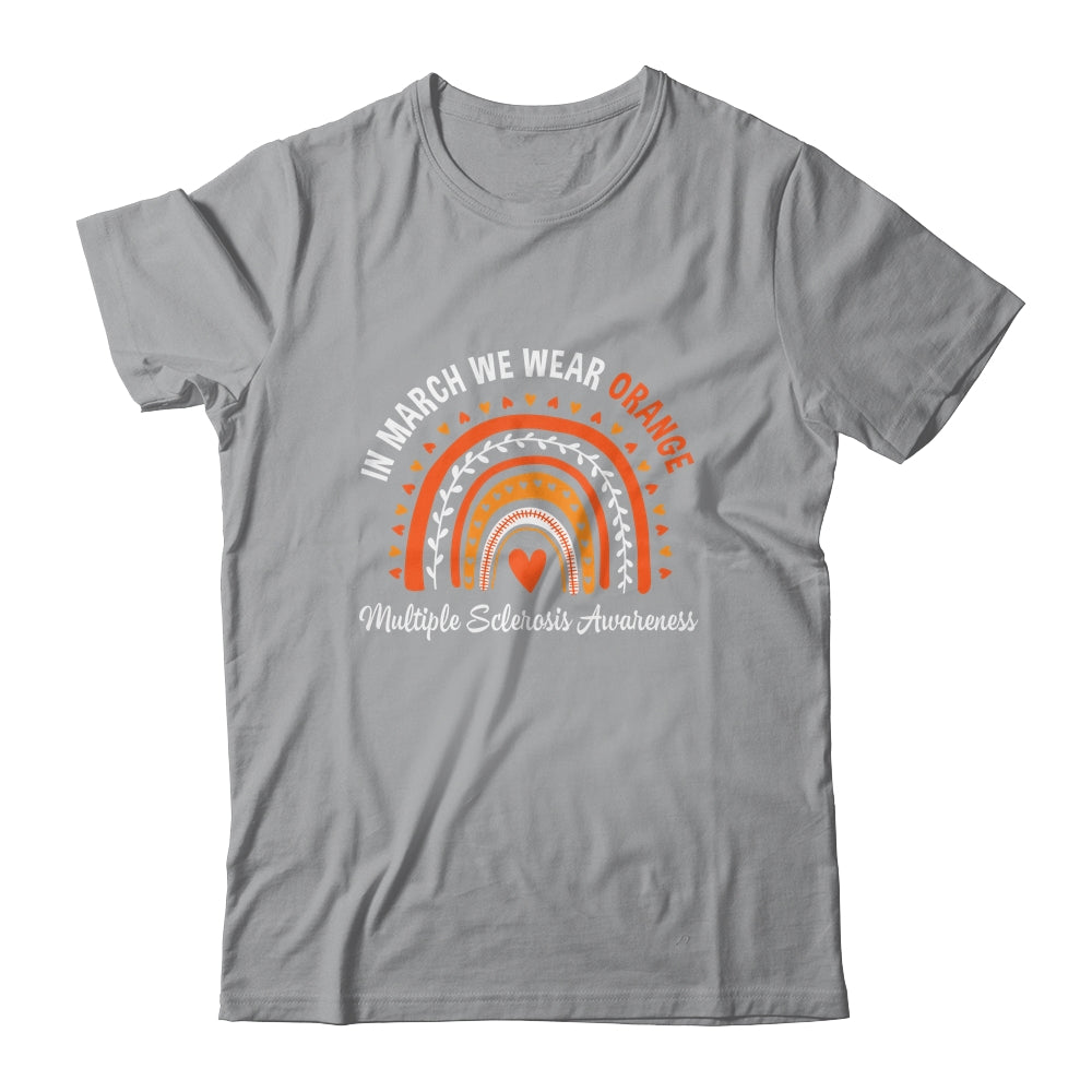 Rainbow Orange Ribbon Warrior Multiple Sclerosis Awareness Shirt & Hoodie | teecentury