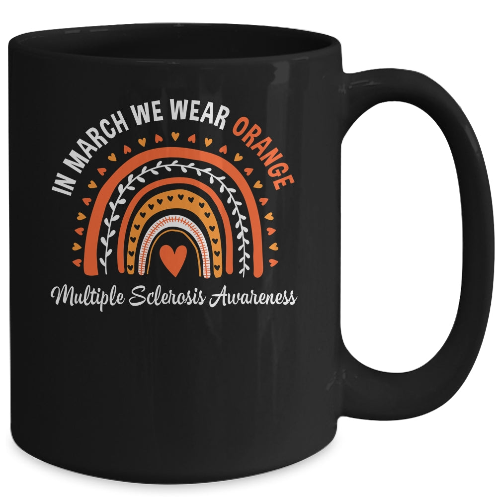 Rainbow Orange Ribbon Warrior Multiple Sclerosis Awareness Mug | teecentury