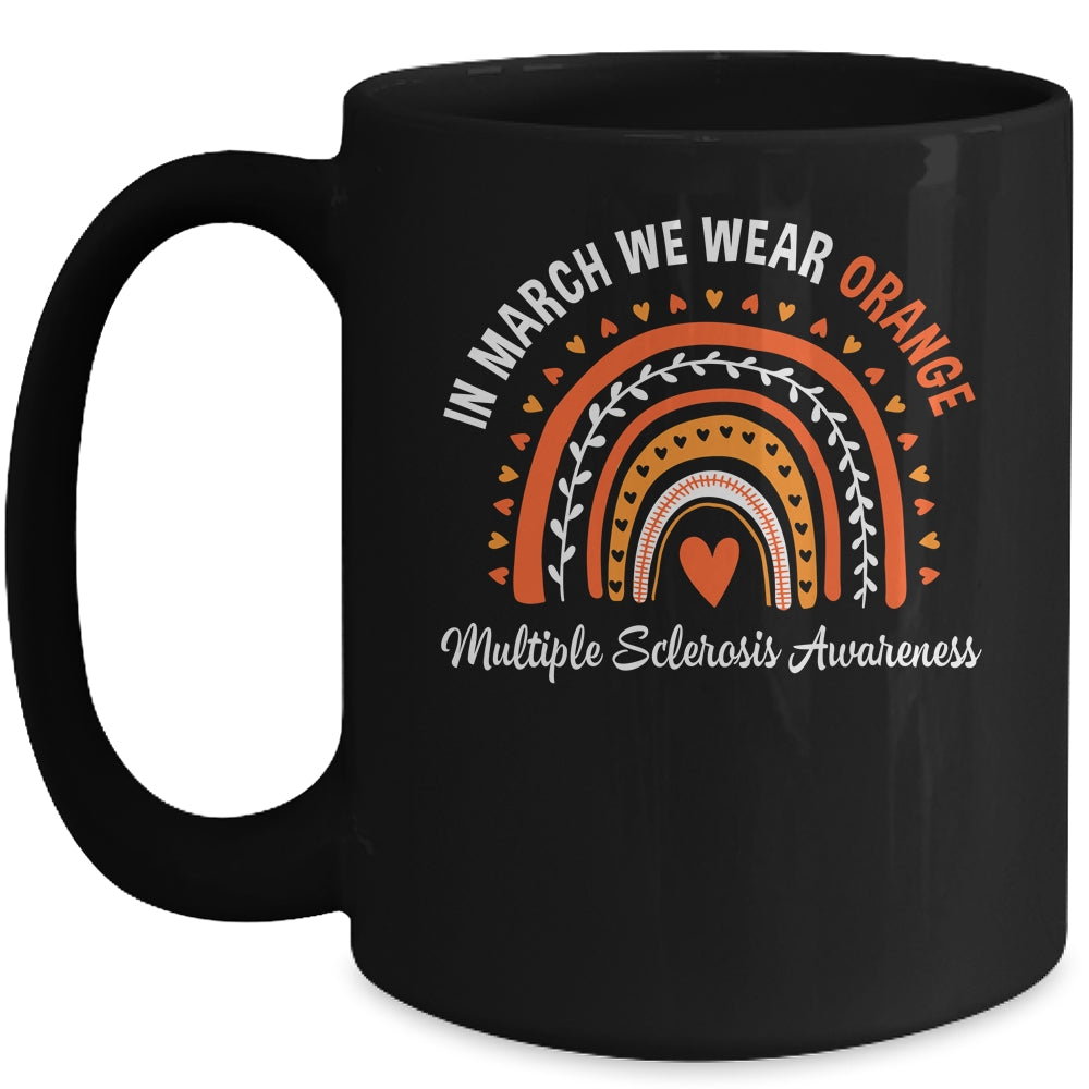 Rainbow Orange Ribbon Warrior Multiple Sclerosis Awareness Mug | teecentury
