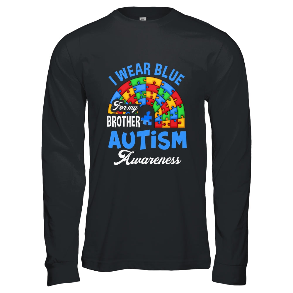 Rainbow Puzzle I Wear Blue For Brother Autism Awareness Shirt & Hoodie | teecentury