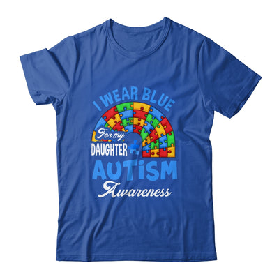 Rainbow Puzzle I Wear Blue For Daughter Autism Awareness Shirt & Hoodie | teecentury