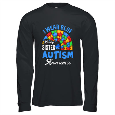 Rainbow Puzzle I Wear Blue For Sister Autism Awareness Shirt & Hoodie | teecentury