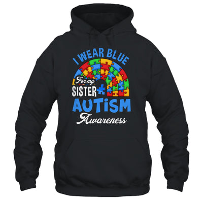 Rainbow Puzzle I Wear Blue For Sister Autism Awareness Shirt & Hoodie | teecentury