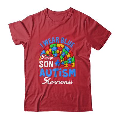 Rainbow Puzzle I Wear Blue For Son Autism Awareness Shirt & Hoodie | teecentury