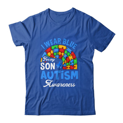 Rainbow Puzzle I Wear Blue For Son Autism Awareness Shirt & Hoodie | teecentury