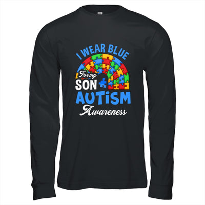 Rainbow Puzzle I Wear Blue For Son Autism Awareness Shirt & Hoodie | teecentury