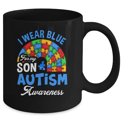 Rainbow Puzzle I Wear Blue For Son Autism Awareness Mug | teecentury