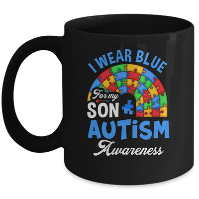 Rainbow Puzzle I Wear Blue For Son Autism Awareness Mug | teecentury