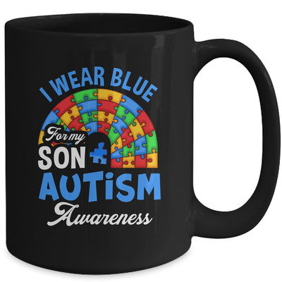 Rainbow Puzzle I Wear Blue For Son Autism Awareness Mug | teecentury