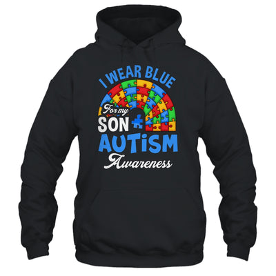 Rainbow Puzzle I Wear Blue For Son Autism Awareness Shirt & Hoodie | teecentury