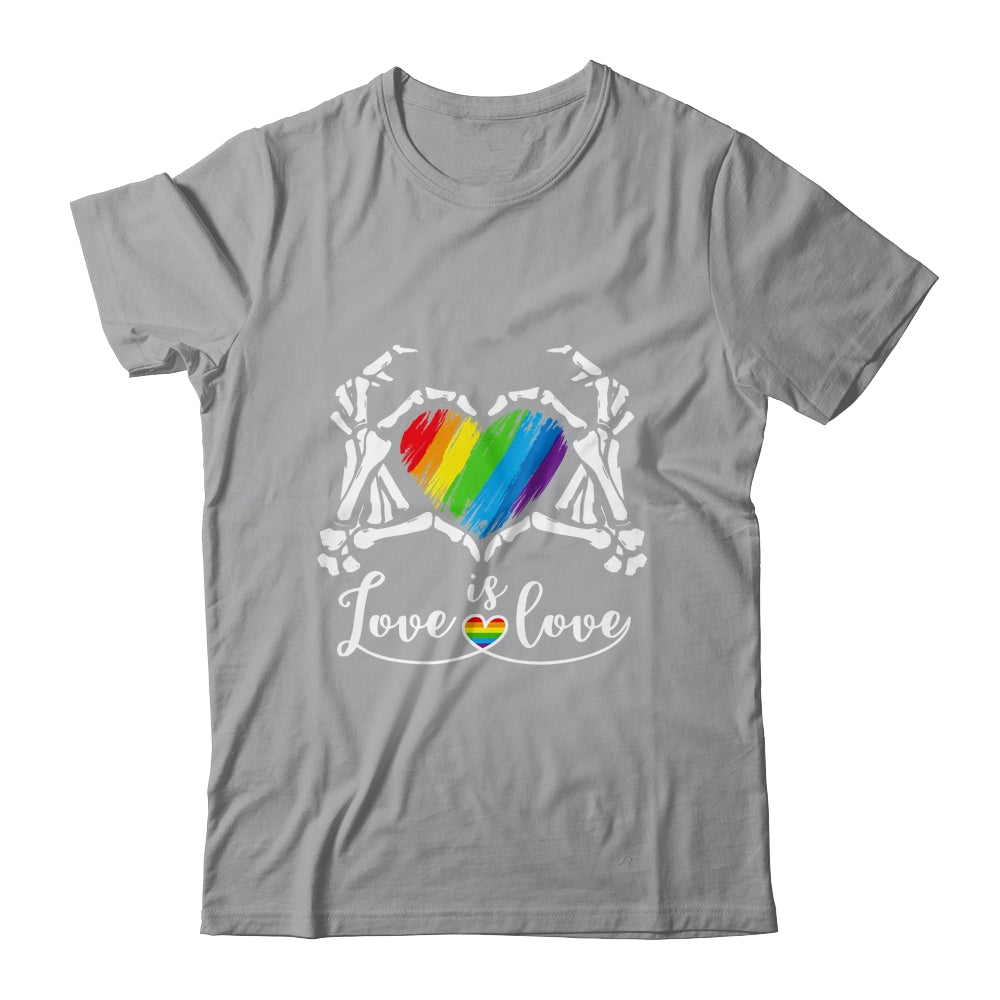 Rainbow Skeleton Heart Love Is Love LGBT Gay Lesbian Pride Shirt & Tank Top | teecentury