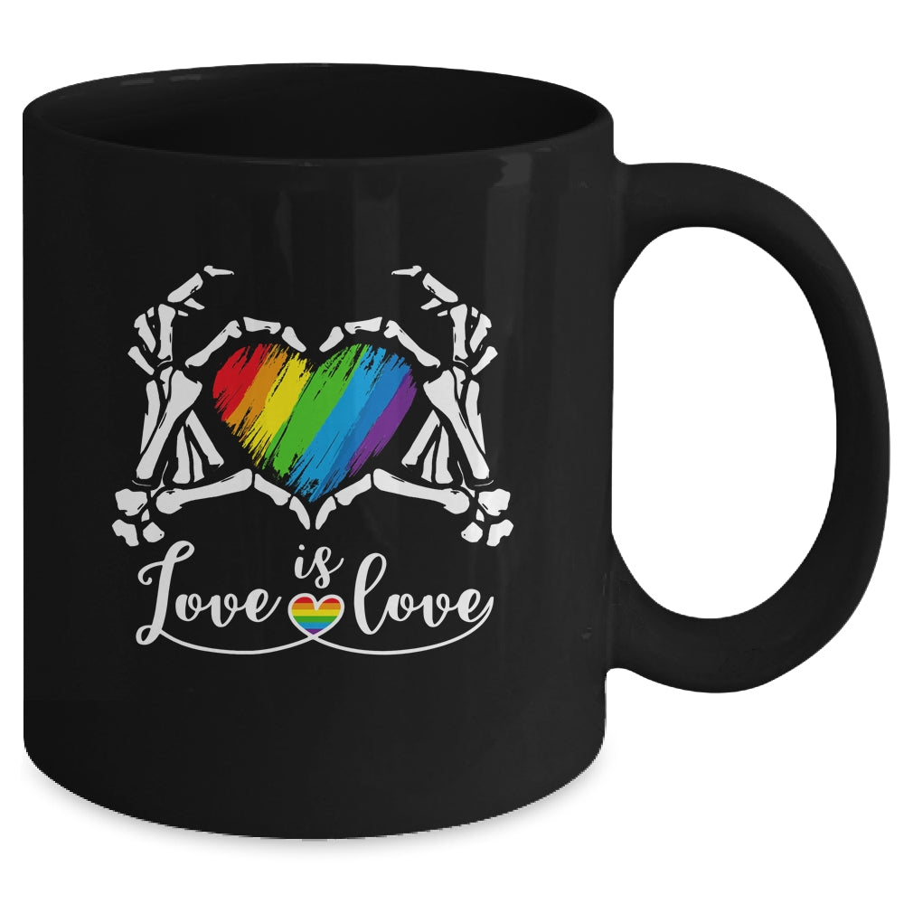 Rainbow Skeleton Heart Love Is Love LGBT Gay Lesbian Pride Mug | teecentury