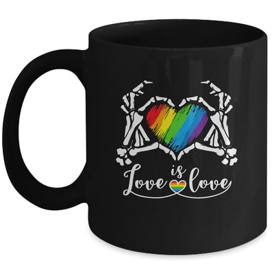 Rainbow Skeleton Heart Love Is Love LGBT Gay Lesbian Pride Mug | teecentury
