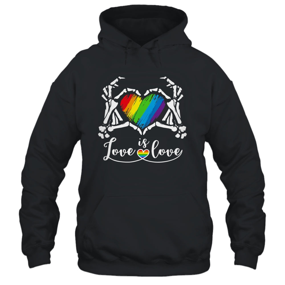 Rainbow Skeleton Heart Love Is Love LGBT Gay Lesbian Pride Shirt & Tank Top | teecentury