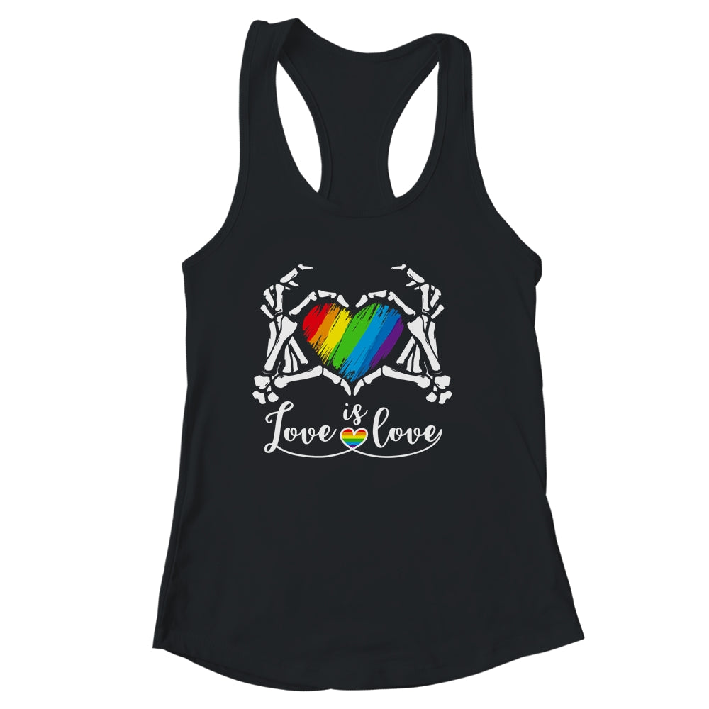 Rainbow Skeleton Heart Love Is Love LGBT Gay Lesbian Pride Shirt & Tank Top | teecentury