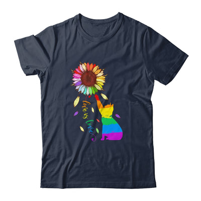 Rainbow Sunflower Cat Love Is Love LGBT Gay Lesbian Pride Shirt & Tank Top | teecentury