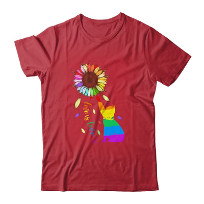 Rainbow Sunflower Cat Love Is Love LGBT Gay Lesbian Pride Shirt & Tank Top | teecentury