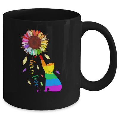 Rainbow Sunflower Cat Love Is Love LGBT Gay Lesbian Pride Mug | teecentury