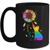 Rainbow Sunflower Cat Love Is Love LGBT Gay Lesbian Pride Mug | teecentury