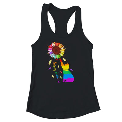 Rainbow Sunflower Cat Love Is Love LGBT Gay Lesbian Pride Shirt & Tank Top | teecentury