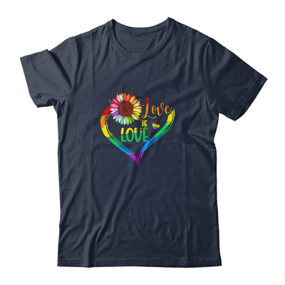 Rainbow Sunflower Heart Love Is Love LGBT Gay Lesbian Pride Shirt & Tank Top | teecentury