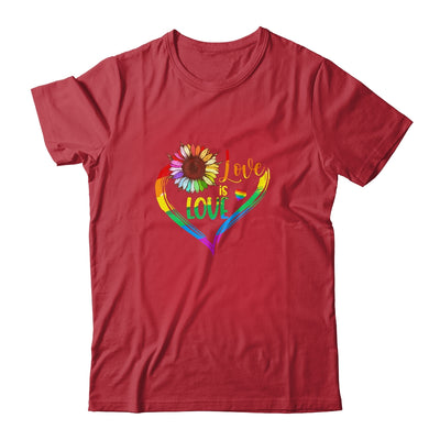 Rainbow Sunflower Heart Love Is Love LGBT Gay Lesbian Pride Shirt & Tank Top | teecentury