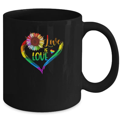 Rainbow Sunflower Heart Love Is Love LGBT Gay Lesbian Pride Mug | teecentury