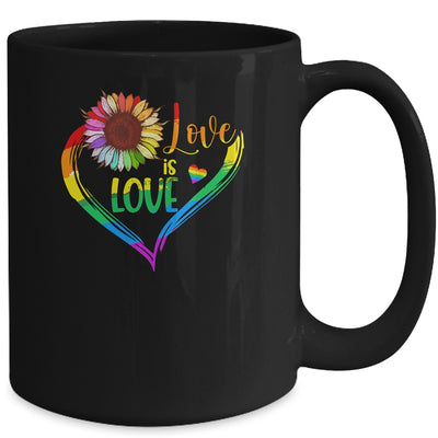 Rainbow Sunflower Heart Love Is Love LGBT Gay Lesbian Pride Mug | teecentury