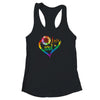 Rainbow Sunflower Heart Love Is Love LGBT Gay Lesbian Pride Shirt & Tank Top | teecentury