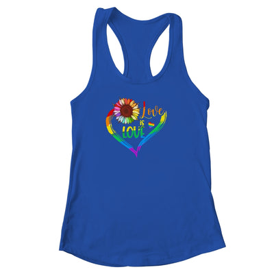 Rainbow Sunflower Heart Love Is Love LGBT Gay Lesbian Pride Shirt & Tank Top | teecentury