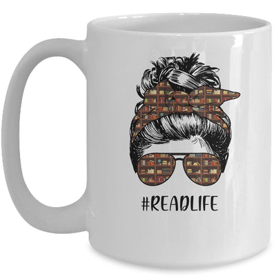 Read More Books Teacher Messy Bun Life Hair Glasses Reading Mug Coffee Mug | Teecentury.com