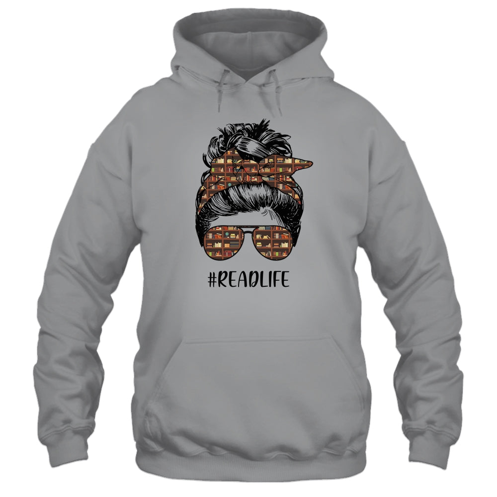 Read More Books Teacher Messy Bun Life Hair Glasses Reading T-Shirt & Tank Top | Teecentury.com