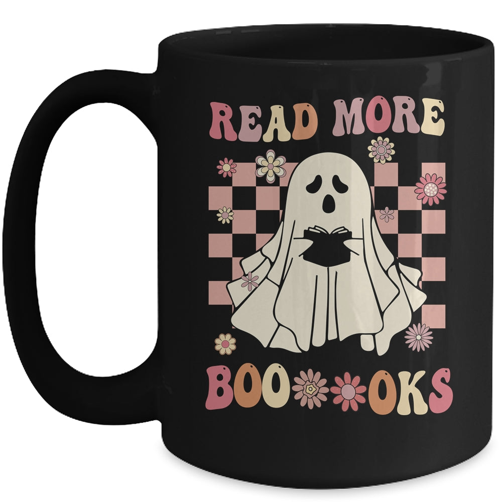Read More Booooks Ghost Reading Books Halloween Retro Mug | teecentury