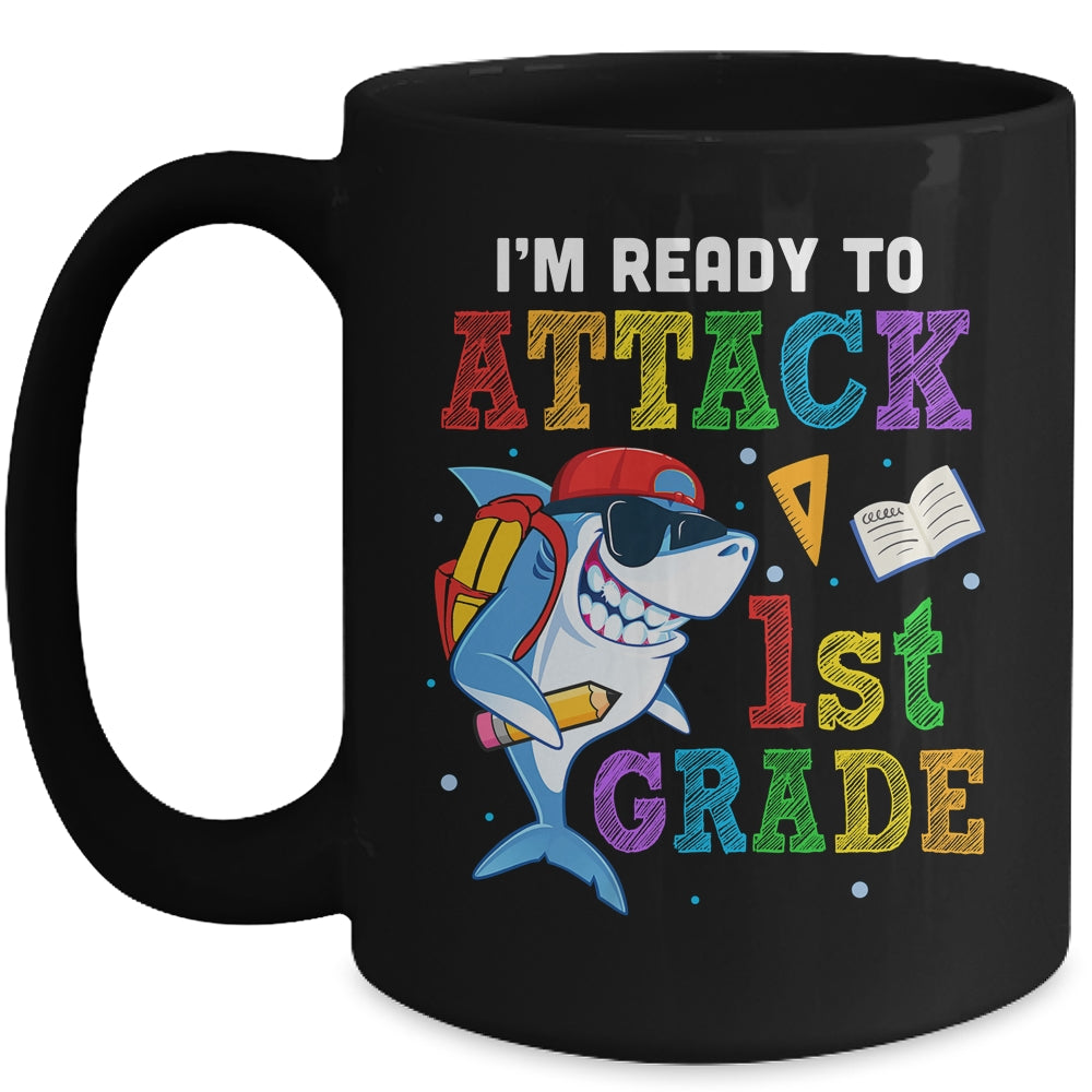 Ready To Attack 1st Grade Shark Back To School Mug Coffee Mug | Teecentury.com