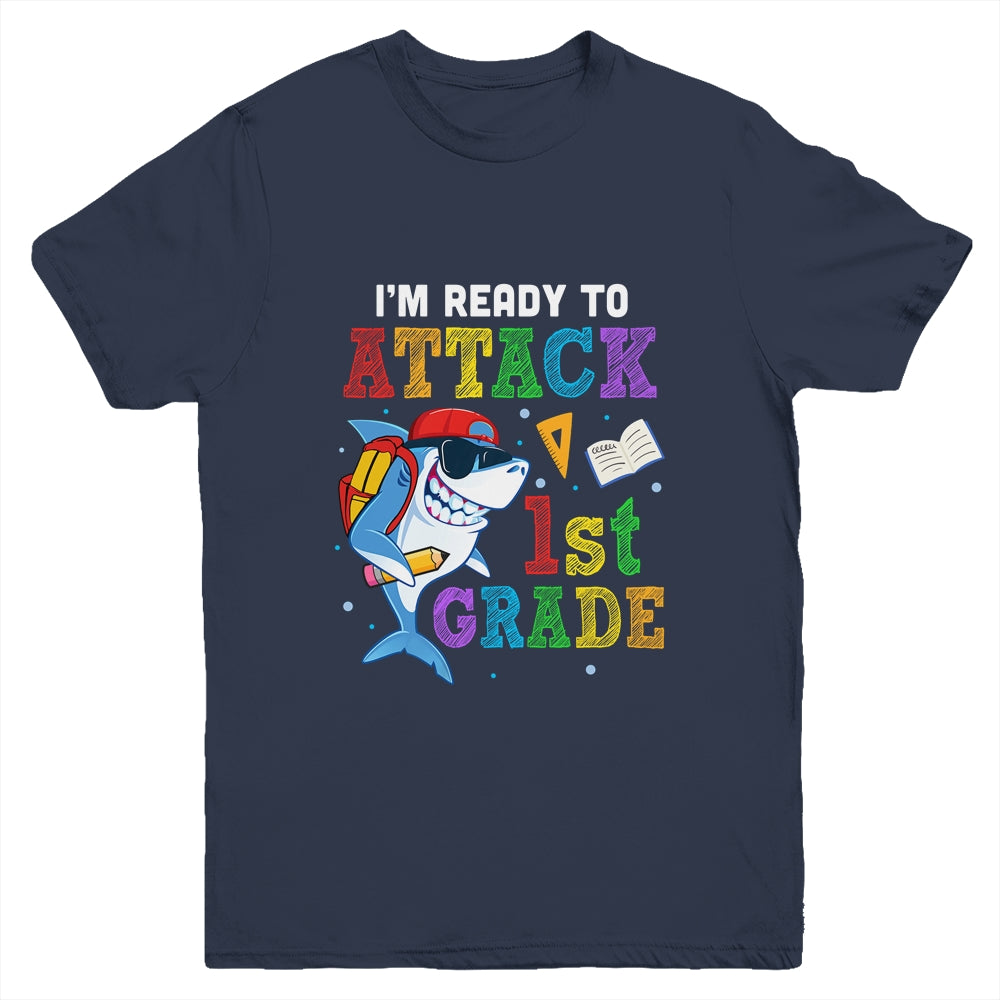 Ready To Attack 1st Grade Shark Back To School Youth Youth Shirt | Teecentury.com