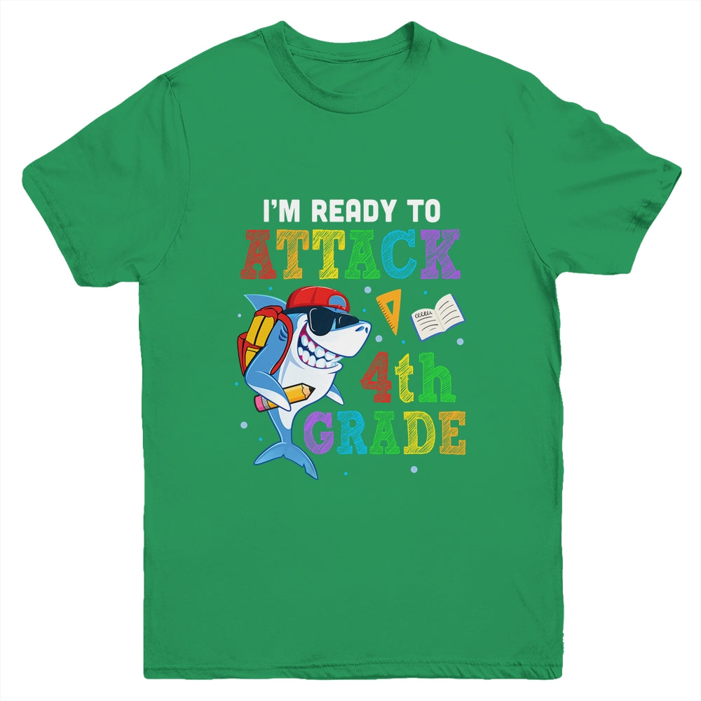 Ready To Attack 4th Grade Shark Back To School Youth Youth Shirt | Teecentury.com