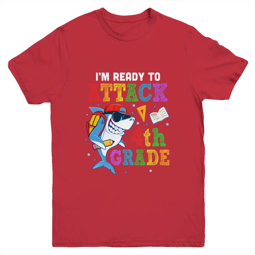 Ready To Attack 4th Grade Shark Back To School Youth Youth Shirt | Teecentury.com