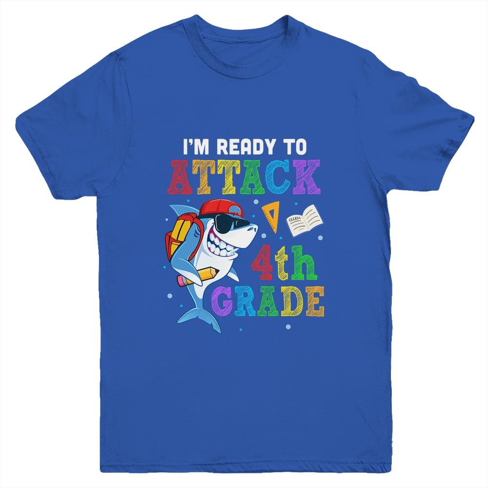Ready To Attack 4th Grade Shark Back To School Youth Youth Shirt | Teecentury.com