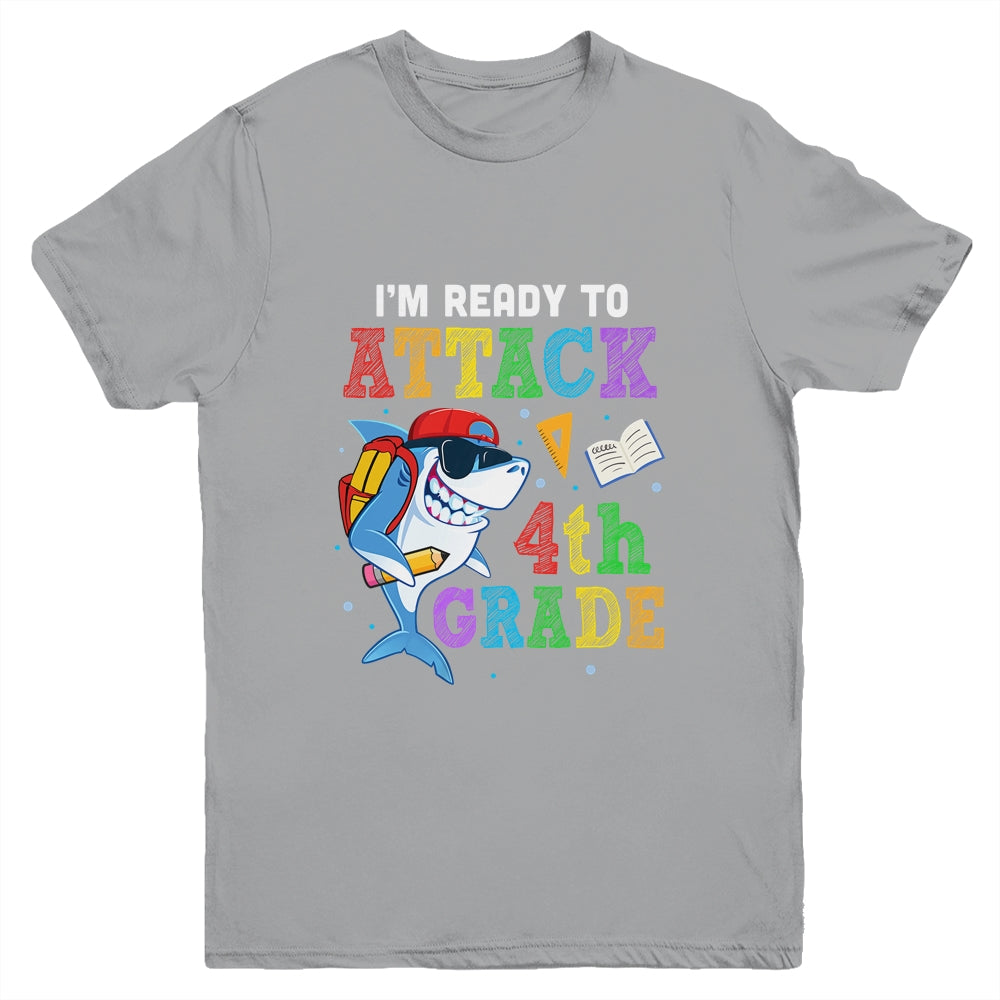 Ready To Attack 4th Grade Shark Back To School Youth Youth Shirt | Teecentury.com